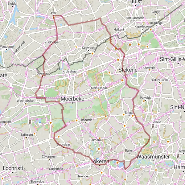 Map miniature of "The Gravel Adventure" cycling inspiration in Zeeland, Netherlands. Generated by Tarmacs.app cycling route planner