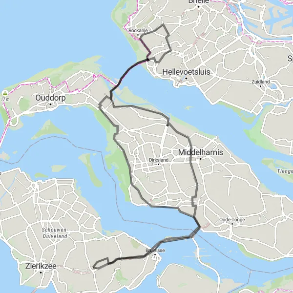 Map miniature of "Battenoord Exploration Route" cycling inspiration in Zeeland, Netherlands. Generated by Tarmacs.app cycling route planner