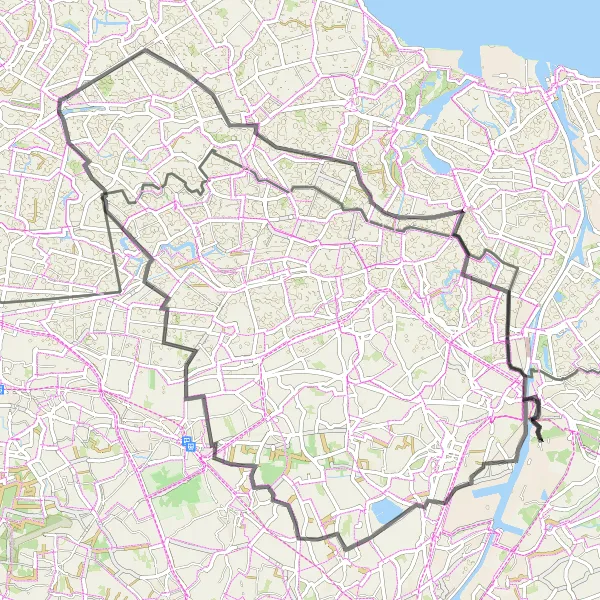 Map miniature of "Oostburg to Zelzate Loop" cycling inspiration in Zeeland, Netherlands. Generated by Tarmacs.app cycling route planner