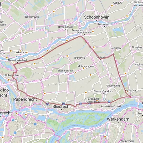 Map miniature of "Gravel Adventure" cycling inspiration in Zuid-Holland, Netherlands. Generated by Tarmacs.app cycling route planner