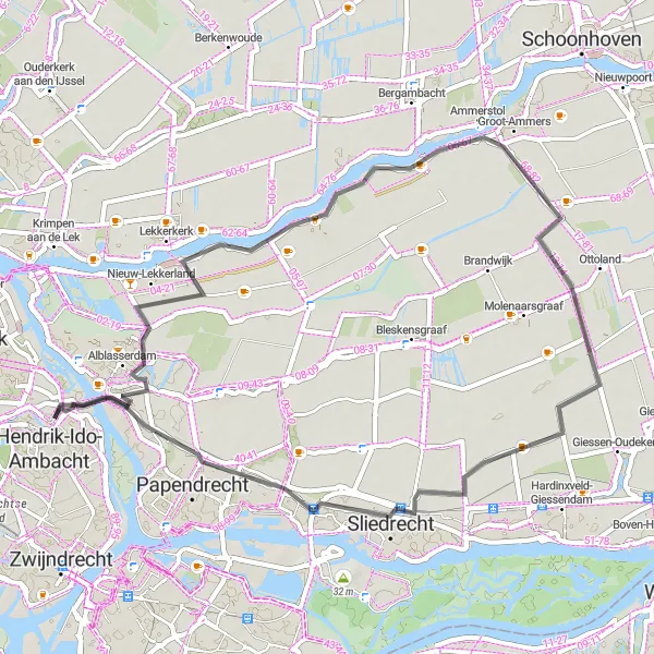 Miniatuurkaart van de fietsinspiratie "Rondrit langs Alblasserdam" in Zuid-Holland, Netherlands. Gemaakt door de Tarmacs.app fietsrouteplanner