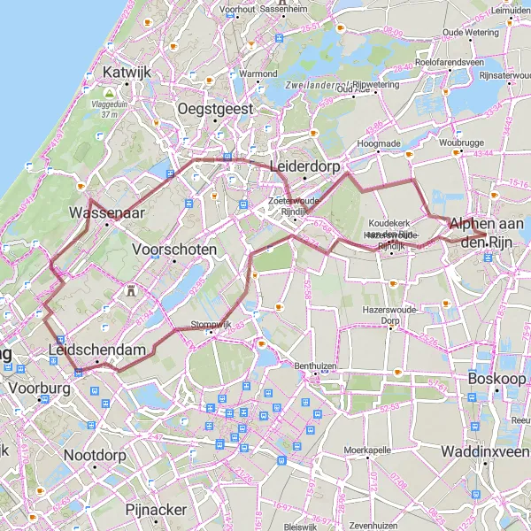 Map miniature of "Off the Beaten Path Gravel Adventure" cycling inspiration in Zuid-Holland, Netherlands. Generated by Tarmacs.app cycling route planner