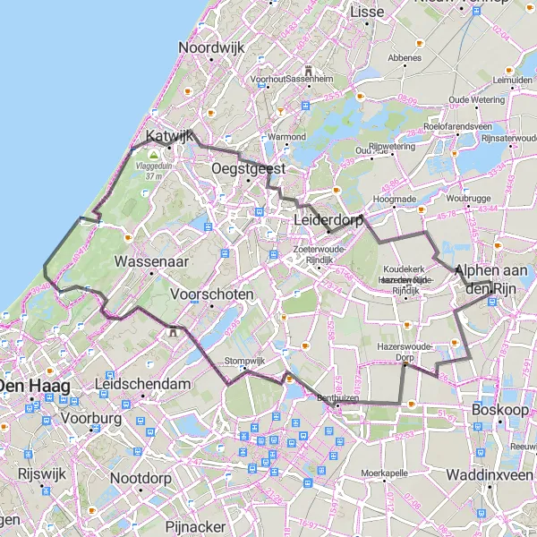 Miniatuurkaart van de fietsinspiratie "De Groene Oase Route" in Zuid-Holland, Netherlands. Gemaakt door de Tarmacs.app fietsrouteplanner