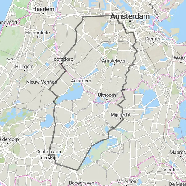 Map miniature of "Scenic Meander" cycling inspiration in Zuid-Holland, Netherlands. Generated by Tarmacs.app cycling route planner