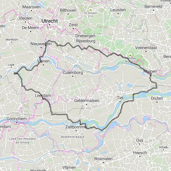 Map miniature of "Castles and Nature" cycling inspiration in Zuid-Holland, Netherlands. Generated by Tarmacs.app cycling route planner