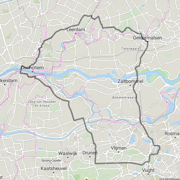 Map miniature of "Arkel's Countryside Adventure" cycling inspiration in Zuid-Holland, Netherlands. Generated by Tarmacs.app cycling route planner