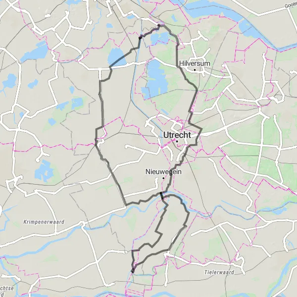 Miniatuurkaart van de fietsinspiratie "Natuurpracht rondom Baambrugge en Hollandsche Rading" in Zuid-Holland, Netherlands. Gemaakt door de Tarmacs.app fietsrouteplanner