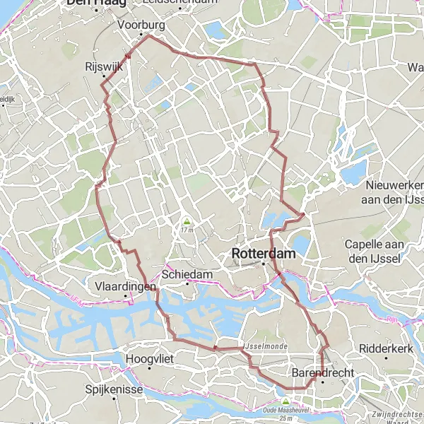 Miniatuurkaart van de fietsinspiratie "Gravelavontuur door Midden-Delfland" in Zuid-Holland, Netherlands. Gemaakt door de Tarmacs.app fietsrouteplanner