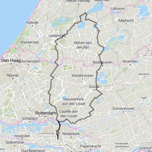 Miniatuurkaart van de fietsinspiratie "Cultuur en Natuur rondom Rotterdam" in Zuid-Holland, Netherlands. Gemaakt door de Tarmacs.app fietsrouteplanner