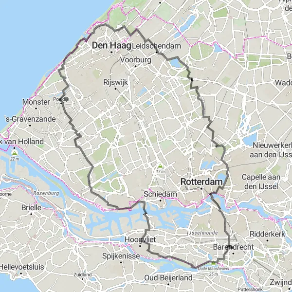 Map miniature of "A Journey Through Zuid-Holland's Delights" cycling inspiration in Zuid-Holland, Netherlands. Generated by Tarmacs.app cycling route planner