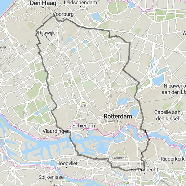 Miniatuurkaart van de fietsinspiratie "Roadtrip door Zuid-Holland" in Zuid-Holland, Netherlands. Gemaakt door de Tarmacs.app fietsrouteplanner