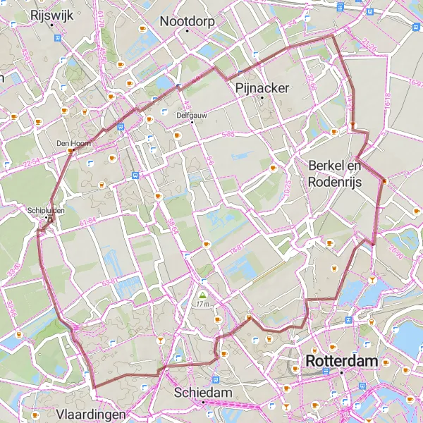 Map miniature of "Exploring the Green Spaces of Rotterdam" cycling inspiration in Zuid-Holland, Netherlands. Generated by Tarmacs.app cycling route planner