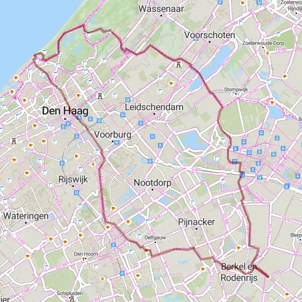 Map miniature of "Bergschenhoek Gravel Adventure" cycling inspiration in Zuid-Holland, Netherlands. Generated by Tarmacs.app cycling route planner