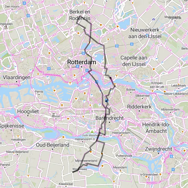 Map miniature of "Bergschenhoek and Beyond" cycling inspiration in Zuid-Holland, Netherlands. Generated by Tarmacs.app cycling route planner