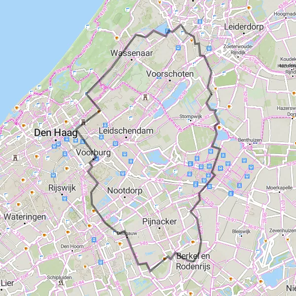 Map miniature of "Historic Landscapes and Scenic Beauty" cycling inspiration in Zuid-Holland, Netherlands. Generated by Tarmacs.app cycling route planner