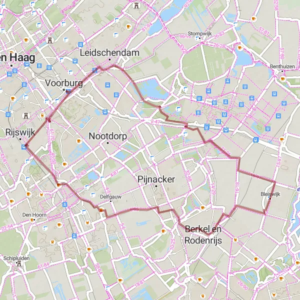Map miniature of "Berkel en Rodenrijs and Beyond" cycling inspiration in Zuid-Holland, Netherlands. Generated by Tarmacs.app cycling route planner