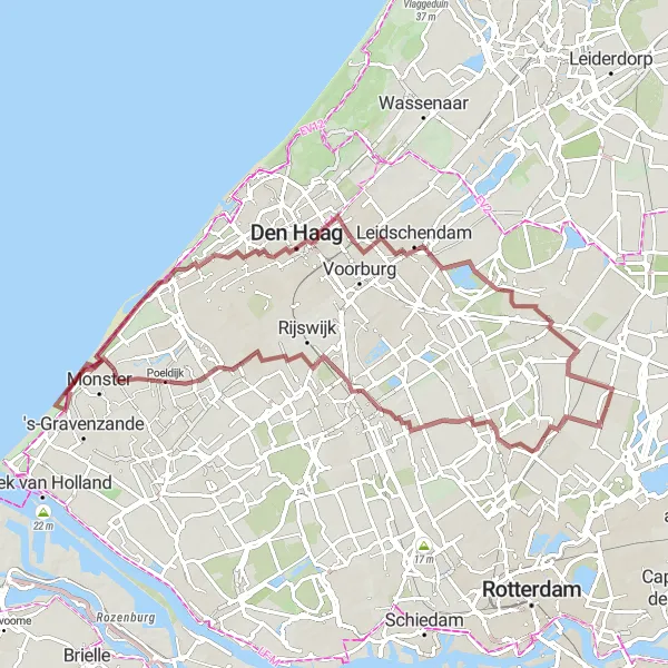 Miniatuurkaart van de fietsinspiratie "Rondje langs Delft en Den Haag" in Zuid-Holland, Netherlands. Gemaakt door de Tarmacs.app fietsrouteplanner