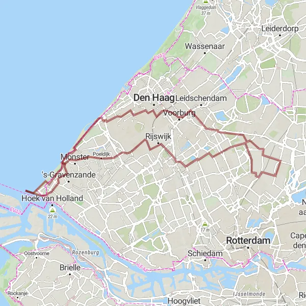 Map miniature of "Gravel Adventures near Bleiswijk" cycling inspiration in Zuid-Holland, Netherlands. Generated by Tarmacs.app cycling route planner