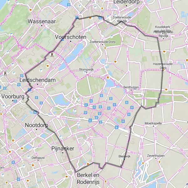 Miniatuurkaart van de fietsinspiratie "Pittoreske dorpen rond Bleiswijk" in Zuid-Holland, Netherlands. Gemaakt door de Tarmacs.app fietsrouteplanner