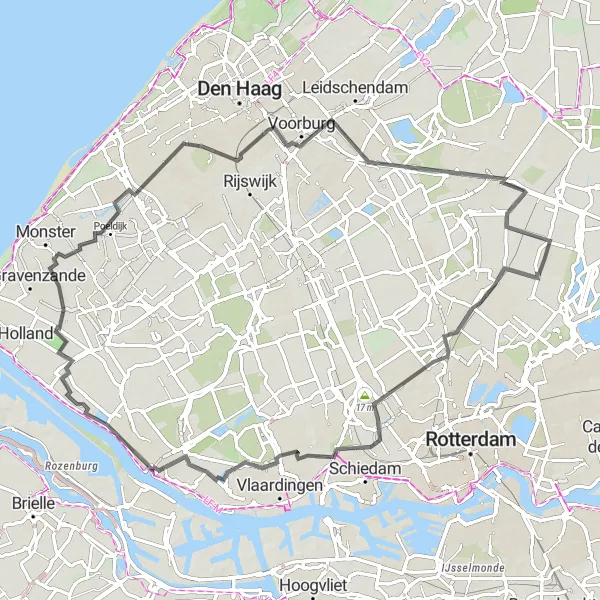 Map miniature of "Exploring Berkel en Rodenrijs" cycling inspiration in Zuid-Holland, Netherlands. Generated by Tarmacs.app cycling route planner