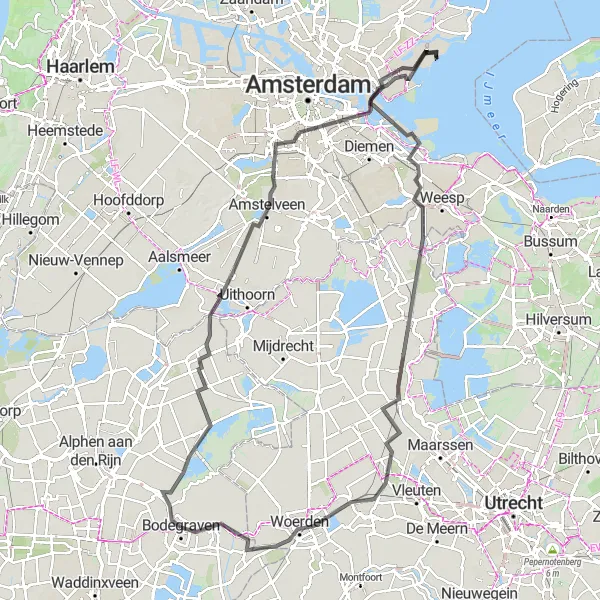 Map miniature of "Historic Windmills and Bird Watching" cycling inspiration in Zuid-Holland, Netherlands. Generated by Tarmacs.app cycling route planner