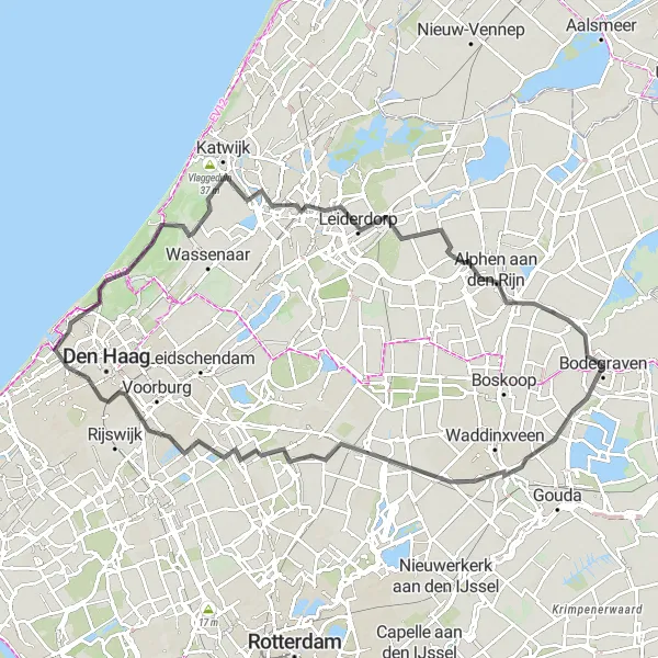 Map miniature of "Scenic Countryside and Cultural Heritage" cycling inspiration in Zuid-Holland, Netherlands. Generated by Tarmacs.app cycling route planner