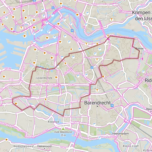 Map miniature of "Discovering Nature" cycling inspiration in Zuid-Holland, Netherlands. Generated by Tarmacs.app cycling route planner