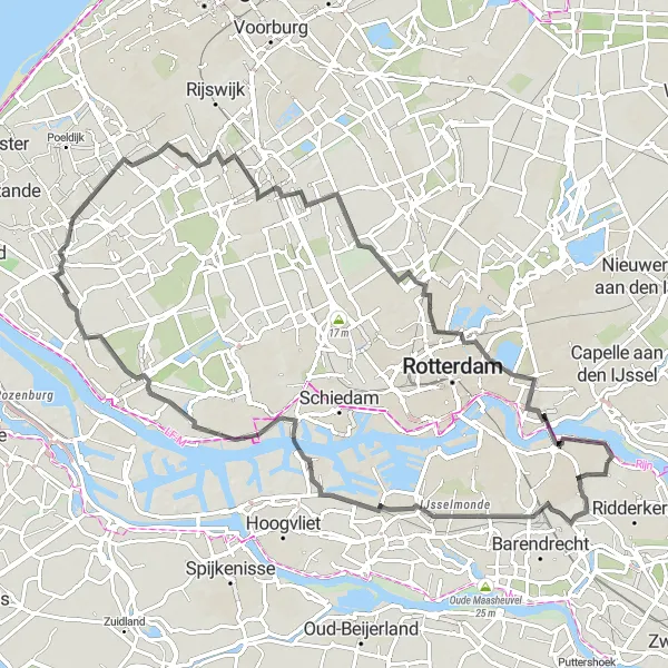 Map miniature of "Challenging Road Journey: Bolnes to Stormpolder" cycling inspiration in Zuid-Holland, Netherlands. Generated by Tarmacs.app cycling route planner