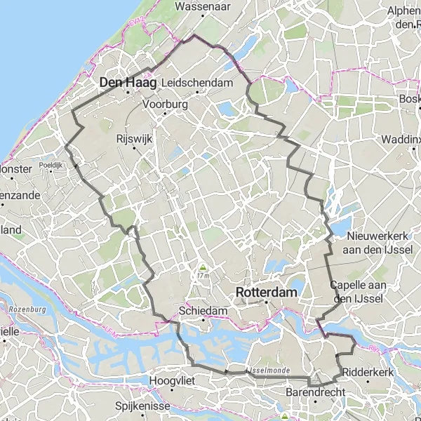 Miniatuurkaart van de fietsinspiratie "Karakteristieke Dorpen en Uitzichtpunten" in Zuid-Holland, Netherlands. Gemaakt door de Tarmacs.app fietsrouteplanner