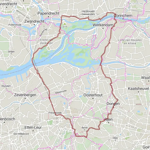 Miniatuurkaart van de fietsinspiratie "Gravel avontuur van Boven-Hardinxveld naar Sliedrecht" in Zuid-Holland, Netherlands. Gemaakt door de Tarmacs.app fietsrouteplanner