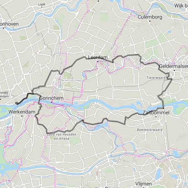 Map miniature of "Scenic Villages and Riverside Cycling" cycling inspiration in Zuid-Holland, Netherlands. Generated by Tarmacs.app cycling route planner