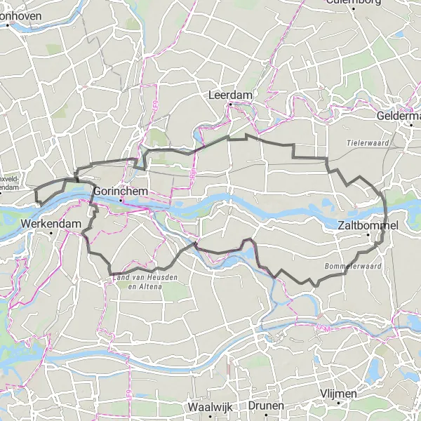 Miniatuurkaart van de fietsinspiratie "Rivierlandschap en Dorpsgezichten rondom Boven-Hardinxveld" in Zuid-Holland, Netherlands. Gemaakt door de Tarmacs.app fietsrouteplanner