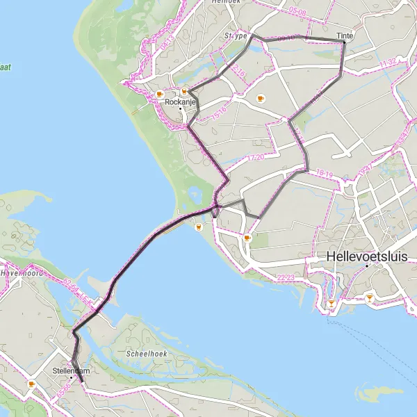 Map miniature of "Goeree Overflakkee Loop" cycling inspiration in Zuid-Holland, Netherlands. Generated by Tarmacs.app cycling route planner
