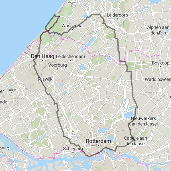 Map miniature of "Rotterdam Highlights Cycling Tour" cycling inspiration in Zuid-Holland, Netherlands. Generated by Tarmacs.app cycling route planner