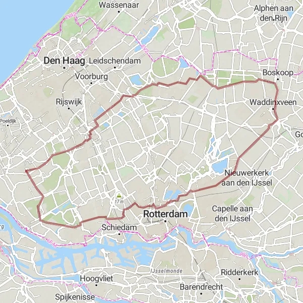 Map miniature of "Discovering Zuid-Holland's Hidden Gems" cycling inspiration in Zuid-Holland, Netherlands. Generated by Tarmacs.app cycling route planner