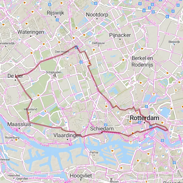 Map miniature of "De Zweth Gravel Loop" cycling inspiration in Zuid-Holland, Netherlands. Generated by Tarmacs.app cycling route planner