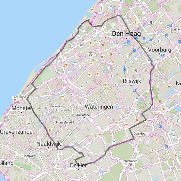 Miniatuurkaart van de fietsinspiratie "Naar Naaldwijk en Belvédère" in Zuid-Holland, Netherlands. Gemaakt door de Tarmacs.app fietsrouteplanner