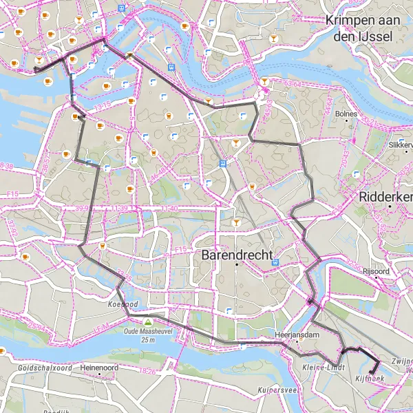 Map miniature of "Piekstraat Exploration" cycling inspiration in Zuid-Holland, Netherlands. Generated by Tarmacs.app cycling route planner
