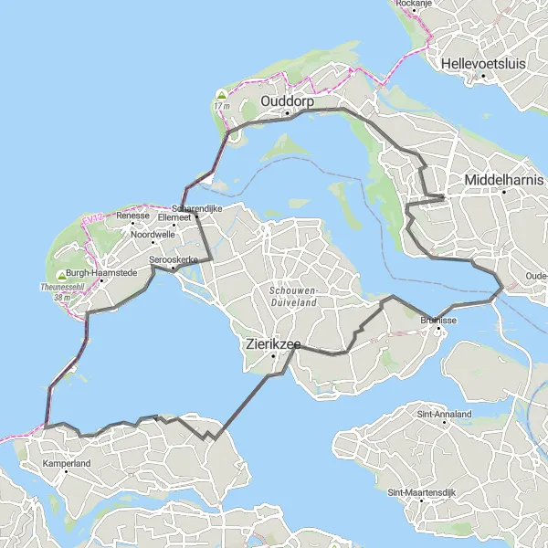 Map miniature of "Waterfront Tour of Zuid-Holland Road Cycling Route" cycling inspiration in Zuid-Holland, Netherlands. Generated by Tarmacs.app cycling route planner