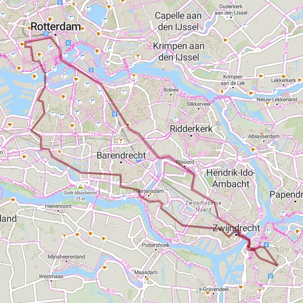 Map miniature of "Delfshaven and Rijsoord Gravel Cycling Route" cycling inspiration in Zuid-Holland, Netherlands. Generated by Tarmacs.app cycling route planner