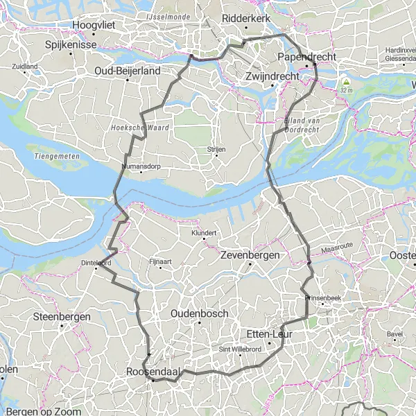 Miniatuurkaart van de fietsinspiratie "Pittoreske route door West-Brabant" in Zuid-Holland, Netherlands. Gemaakt door de Tarmacs.app fietsrouteplanner