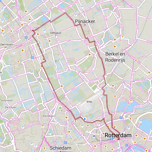 Map miniature of "Feijenoord - De Zweth - View of Delft - Noord" cycling inspiration in Zuid-Holland, Netherlands. Generated by Tarmacs.app cycling route planner