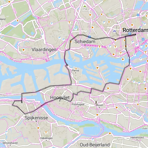 Miniatuurkaart van de fietsinspiratie "Fietsroute rond Feijenoord naar Miniworld Rotterdam" in Zuid-Holland, Netherlands. Gemaakt door de Tarmacs.app fietsrouteplanner