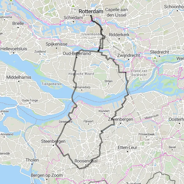 Miniatuurkaart van de fietsinspiratie "Fietsen door Zuid-Holland" in Zuid-Holland, Netherlands. Gemaakt door de Tarmacs.app fietsrouteplanner