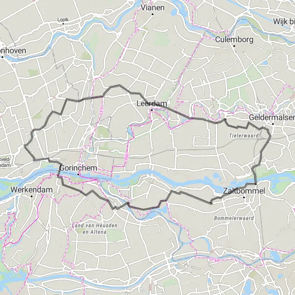 Miniatuurkaart van de fietsinspiratie "Rondrit Giessenburg en omgeving" in Zuid-Holland, Netherlands. Gemaakt door de Tarmacs.app fietsrouteplanner