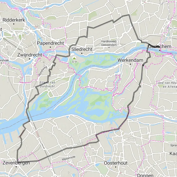 Miniatuurkaart van de fietsinspiratie "Historische route langs de rivier de Merwede" in Zuid-Holland, Netherlands. Gemaakt door de Tarmacs.app fietsrouteplanner