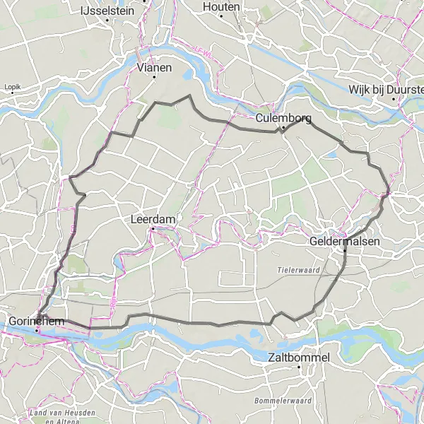 Map miniature of "Vuren Discovery" cycling inspiration in Zuid-Holland, Netherlands. Generated by Tarmacs.app cycling route planner