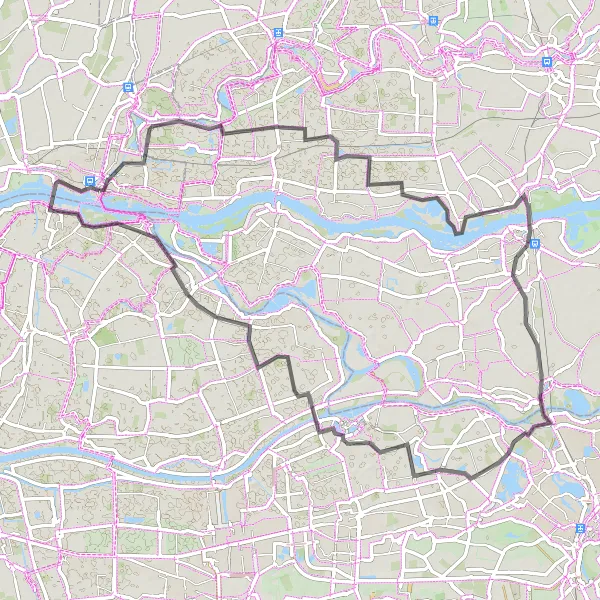 Map miniature of "Countryside Beauty in Hellouw" cycling inspiration in Zuid-Holland, Netherlands. Generated by Tarmacs.app cycling route planner