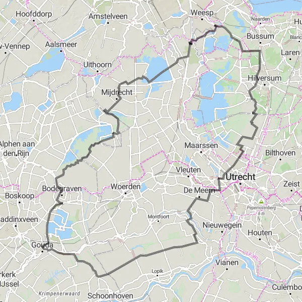 Map miniature of "Vlist Loop" cycling inspiration in Zuid-Holland, Netherlands. Generated by Tarmacs.app cycling route planner