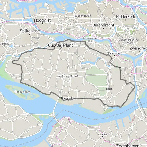 Map miniature of "Discover the Beauty of Hoeksche Waard" cycling inspiration in Zuid-Holland, Netherlands. Generated by Tarmacs.app cycling route planner